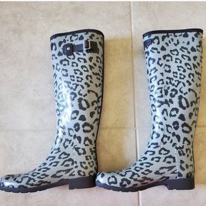 Hunter original refined leopard tall rain boots